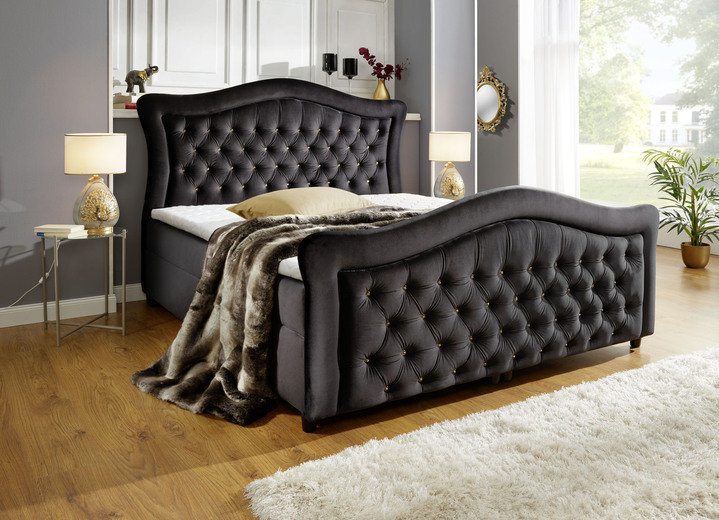 Betten - Boxspringbett mit gepolsterten Kopf- und Fußteil Ansicht 3 Betten - Boxspringbett mit gepolsterten Kopf- und Fußteil, in Farbe BEIGE Ansicht 3