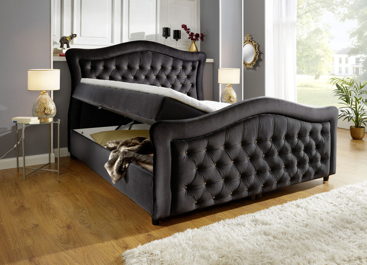 Betten - Boxspringbett mit gepolsterten Kopf- und Fußteil Ansicht 4 Betten - Boxspringbett mit gepolsterten Kopf- und Fußteil, in Farbe BEIGE Ansicht 4