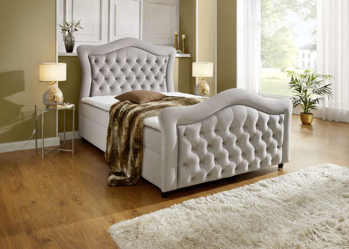 Betten - Boxspringbett mit gepolsterten Kopf- und Fußteil, in Farbe BEIGE Ansicht 1