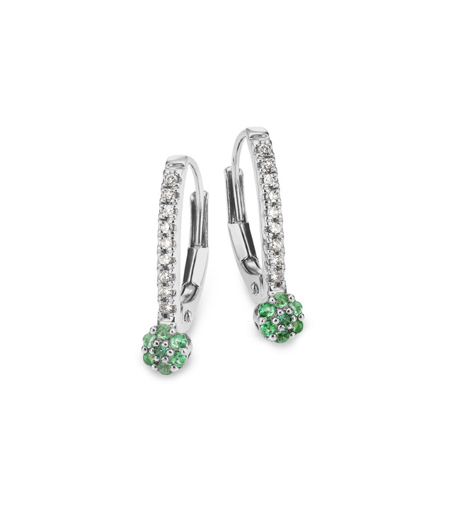 mit Edelsteinen - Edle Ohrringe mit 18 Diamanten und echt Smarad, in Farbe  Ansicht 2