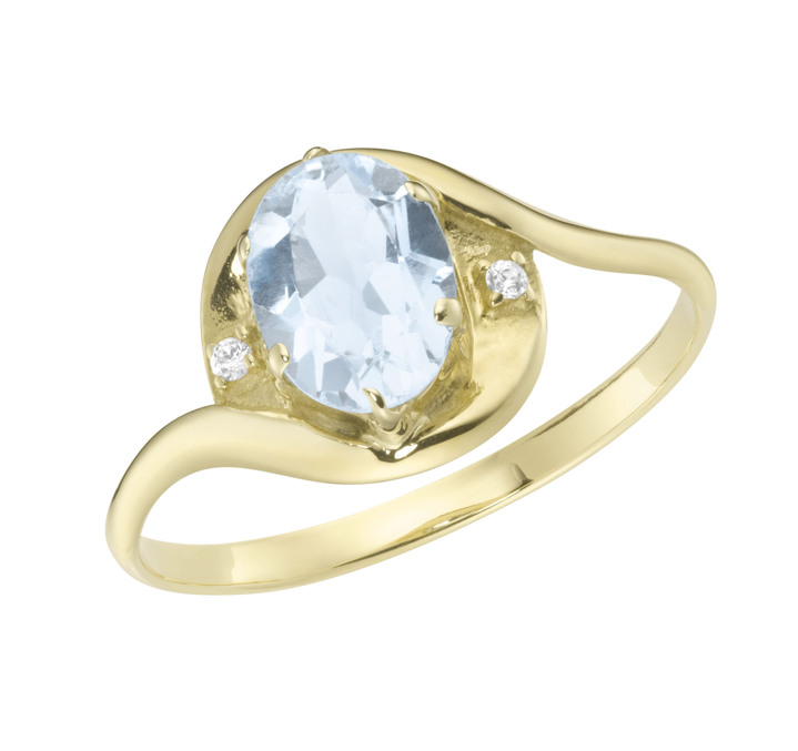 mit Edelsteinen - Schicker Damenring mit echt Aquamarin, in Größe 160 bis 220, in Farbe  Ansicht 2