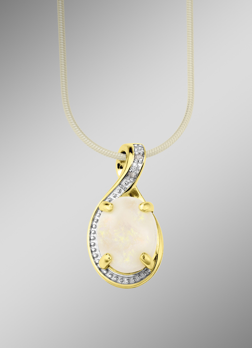 mit Edelsteinen - Anhänger mit echt Opal und Diamanten, in Farbe  Ansicht 1