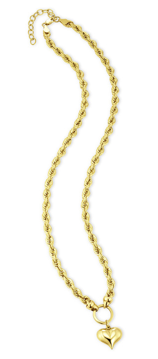 ohne Steine / mit Zirkonia - Kordelkette mit Herz-Anhänger, in Farbe  Ansicht 2