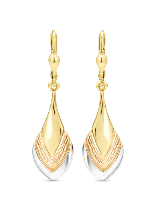 ohne Steine / mit Zirkonia - Bezaubernde Ohrringe in Tricolor, in Farbe  Ansicht 2