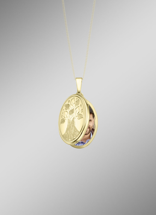 ohne Steine / mit Zirkonia - Medaillon zum Öffnen mit Lebensbaum-Motiv, in Farbe  Ansicht 2