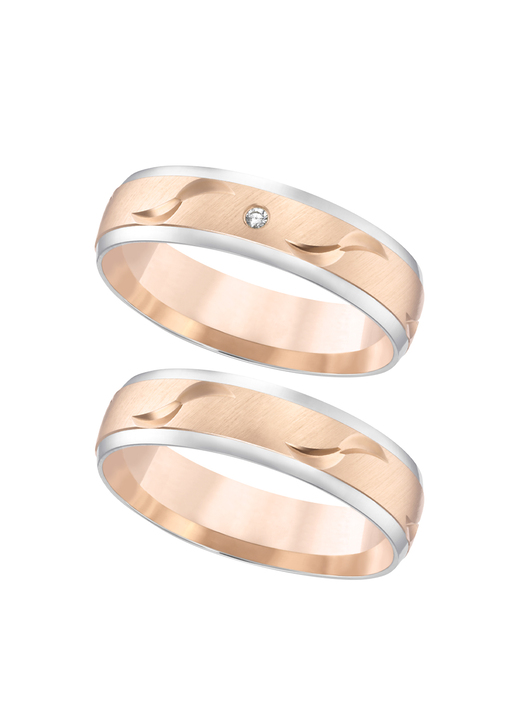 Trauringe - Schick in Bicolor: Beliebter Trauring in Roségold Ansicht 2 Trauringe - Schick in Bicolor: Beliebter Trauring in Roségold, in Größe 160 bis 240, in Farbe  Ansicht 2