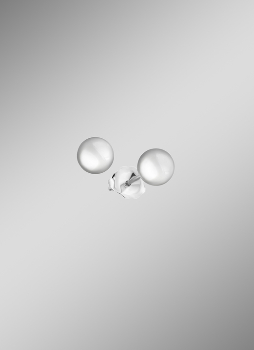 ohne Steine / mit Zirkonia - Glänzende Kugelohrstecker, in Farbe  Ansicht 9