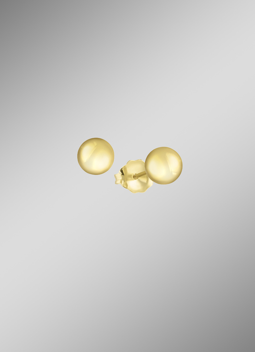 ohne Steine / mit Zirkonia - Glänzende Kugelohrstecker, in Farbe  Ansicht 5