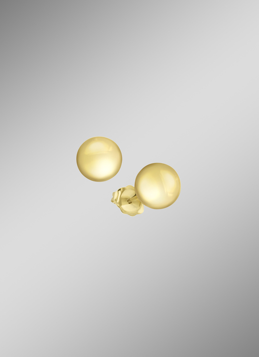 ohne Steine / mit Zirkonia - Glänzende Kugelohrstecker, in Farbe  Ansicht 7