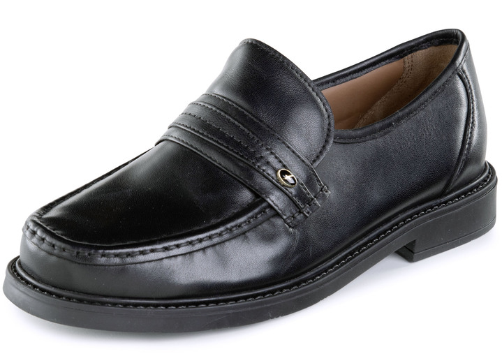 Slipper & Schnürschuhe - GINO GALANTE, schicke Herren-Slipper, mit Gummizug, in Größe 039 bis 046, in Farbe SCHWARZ Ansicht 1