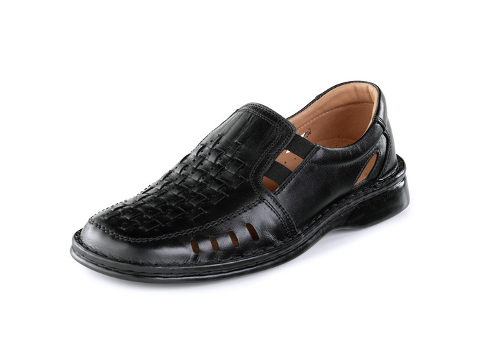 Slipper & Schnürschuhe - GINO GALANTE, sommerliche Herren-Slipper, mit Gummizug, in Größe 040 bis 046, in Farbe SCHWARZ Ansicht 1