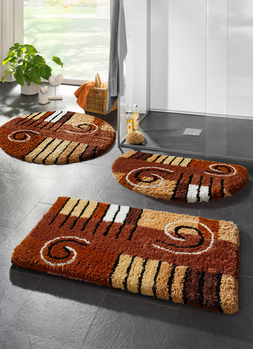 Badgarnituren - Badgarnitur in Table Tuft Qualität , in Größe 100 (Vorleger halbrund, 50/ 80 cm) bis 112 (WC-Deckelbezug, 47/ 50 cm), in Farbe BRAUN Ansicht 6