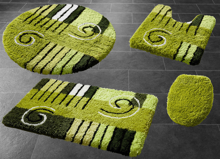 Badgarnituren - Badgarnitur in Table Tuft Qualität , in Größe 100 (Vorleger halbrund, 50/ 80 cm) bis 112 (WC-Deckelbezug, 47/ 50 cm), in Farbe GRÜN Ansicht 1