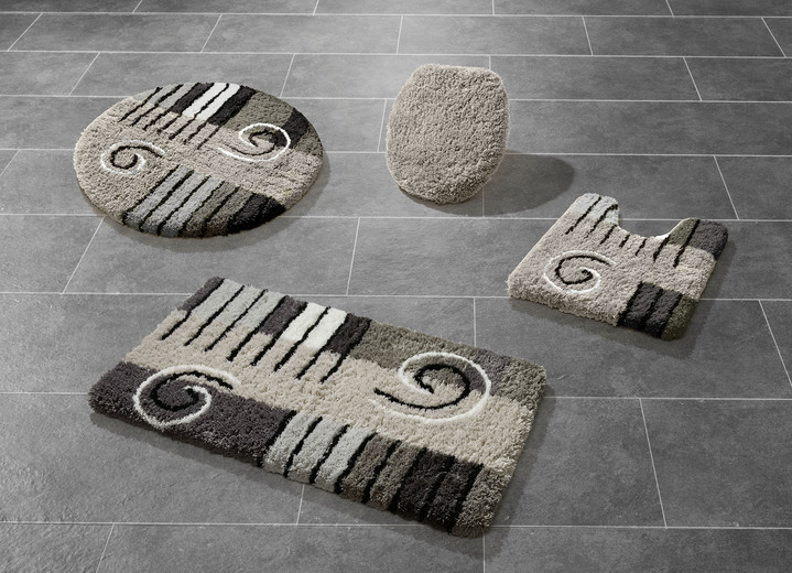 Badgarnituren - Badgarnitur in Table Tuft Qualität , in Größe 100 (Vorleger halbrund, 50/ 80 cm) bis 112 (WC-Deckelbezug, 47/ 50 cm), in Farbe SILBER Ansicht 1