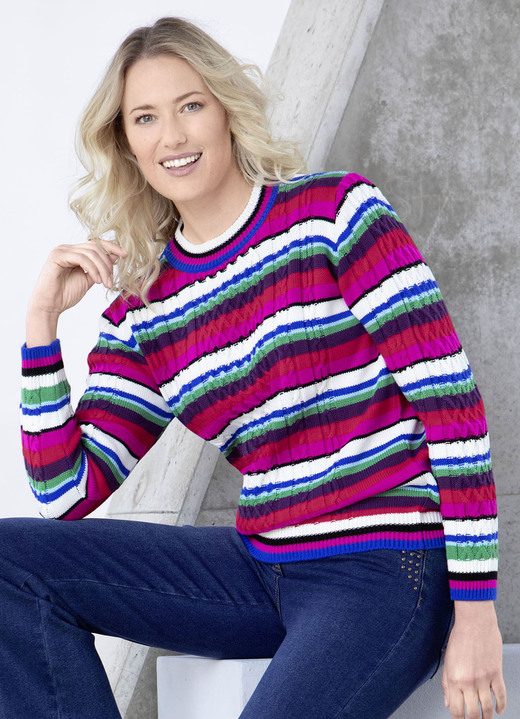 Pullover - Pullover in Strukturmix, in Größe L(44/46) bis XS(32/34), in Farbe MULTICOLOR Ansicht 2