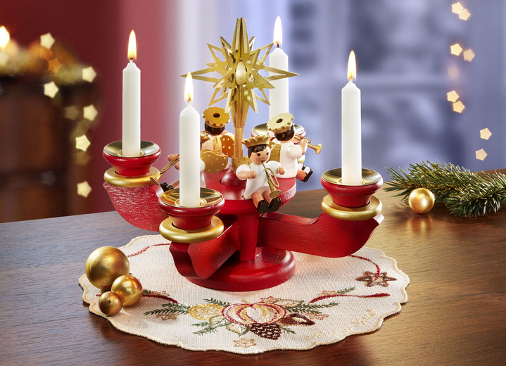 Aus dem Erzgebirge - Adventsleuchter aus dem Hause Zeidler, in Farbe ROT, in Ausführung klein Ansicht 1