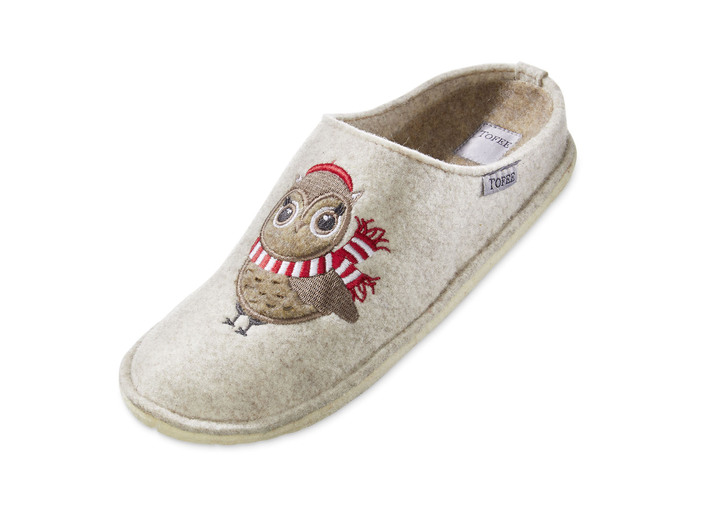 Hausschuhe - Hausschuh mit Eulen-Applikation, in Größe 036 bis 042, in Farbe ROT Ansicht 5