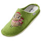 Hausschuhe - Hausschuh mit Eulen-Applikation, in Größe 036 bis 042, in Farbe CREME – Farbe GRÜN – Ansicht 1