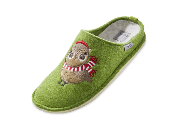 Hausschuhe - Hausschuh mit Eulen-Applikation, in Größe 036 bis 042, in Farbe ROT Ansicht 3