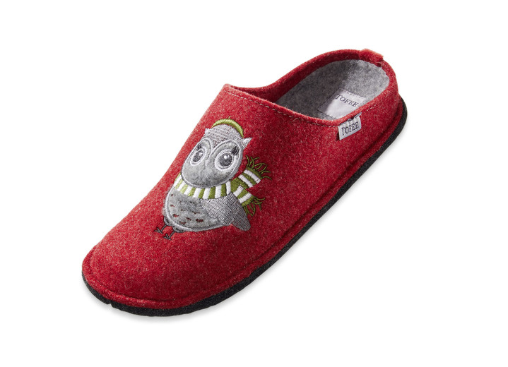 Hausschuhe - Hausschuh mit Eulen-Applikation, in Größe 036 bis 042, in Farbe CREME Ansicht 3