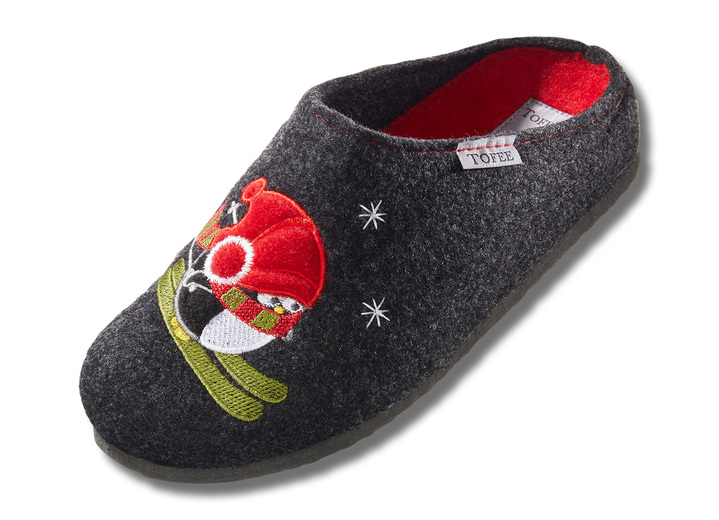 Geschenkideen - Hausschuh aus Wollfilz, in Größe 036 bis 042, in Farbe ANTHRAZIT Ansicht 1