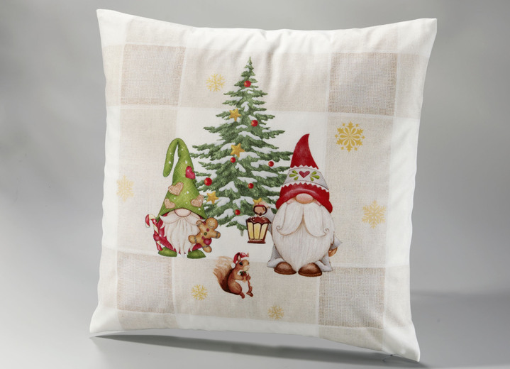 Tischdecken - Tischdecke mit weihnachtlichem Wichtel-Dessin, in Größe 101 (Deckchen, 35x 50 cm) bis 404 (Kissenbezug, 40x 40 cm), in Farbe NATUR-BUNT Ansicht 5