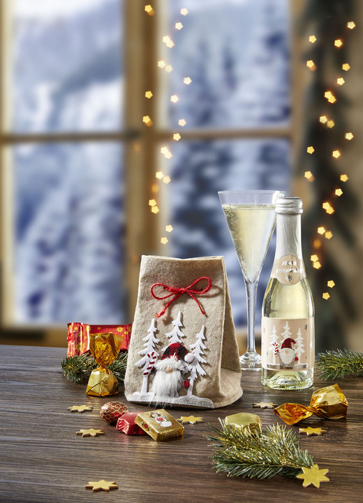 Weihnachtliche Dekorationen - Gefüllte Tasche aus Polyesterfilz mit Wichtel-Motiv, in Farbe BUNT