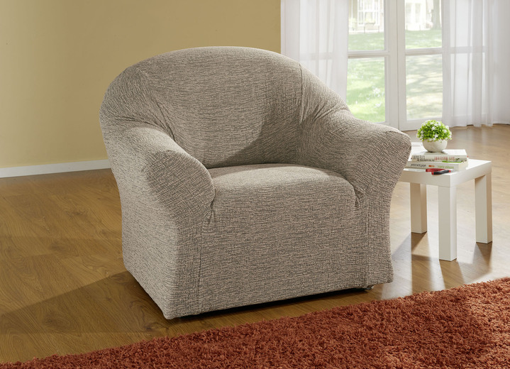 Sessel- & Sofaüberwürfe - Stretchbezüge, in Größe 101 (Sesselbezug) bis 106 (Stuhlbezug), in Farbe CREME Ansicht 3