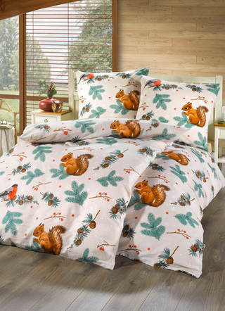 Bettwäschegarnituren - Biber Bettwäsche-Garnitur aus 100% Baumwolle, in Größe 111 (40x80 cm + 135x200 cm ) bis 412 (2x 80x80 cm + 2x 135x200 cm), in Farbe GRAU