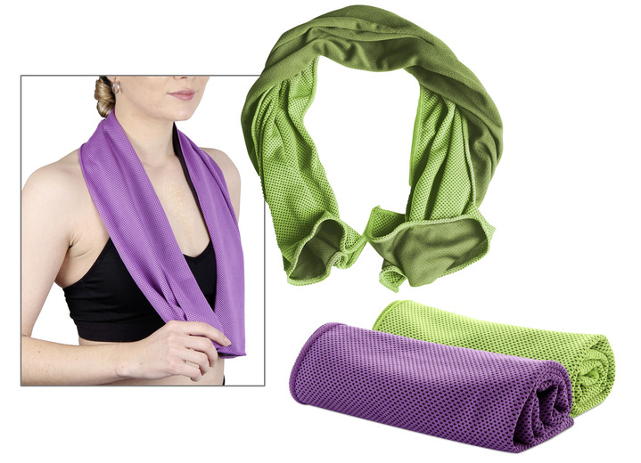 - Kühltuch, 2er Set, in Farbe LILA-GRÜN Ansicht 1