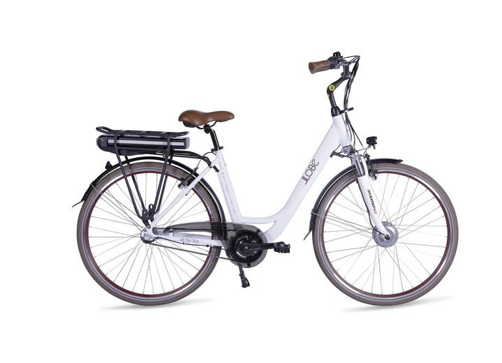 Elektromobilität - City-Akku-Bike von Llobe, in Farbe WEISS, in Ausführung Reichweite ca. 70 km Ansicht 1