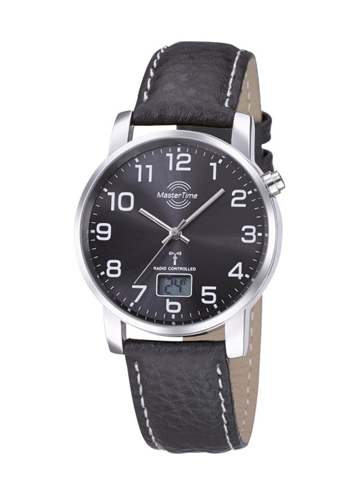 Funkuhren - Schöne Herren-Lederarmbanduhr, in Farbe  Ansicht 2