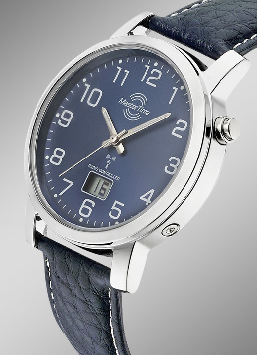 Funkuhren - Schöne Herren-Lederarmbanduhr, in Farbe  Ansicht 2