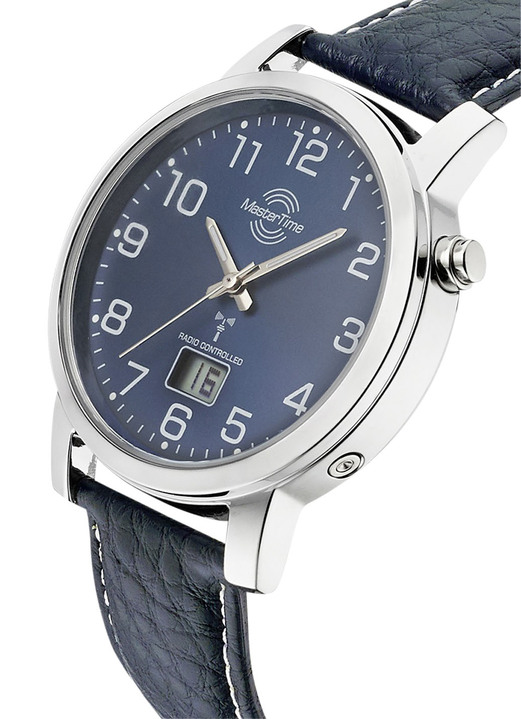 Funkuhren - Schöne Herren-Lederarmbanduhr, in Farbe  Ansicht 5