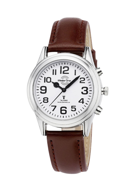 Schmuck & Uhren - Funk-Damenuhr mit Lederband und sprechender Zeitansage, in Farbe  Ansicht 4