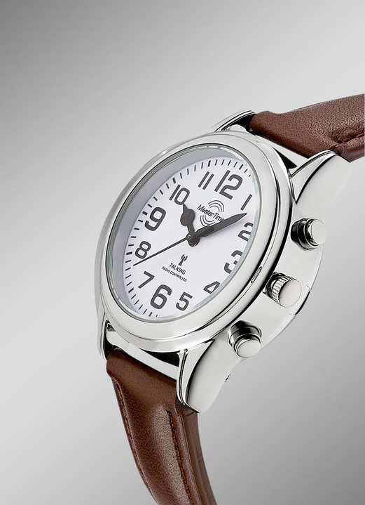 Schmuck & Uhren - Funk-Damenuhr mit Lederband und sprechender Zeitansage, in Farbe  Ansicht 2