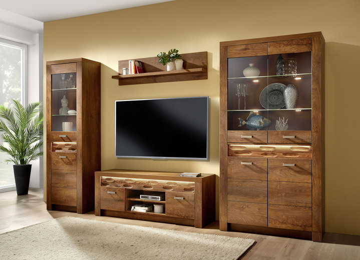 Vitrinen & Highboards - Wohnzimmermöbelprogramm mit LED-Beleuchtung, in Farbe ESCHE HELL, in Ausführung Vitrine, 2-türig Ansicht 2