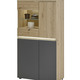 - Möbelprogramm mit hochwertigen MDF-Fronten und Softclose, in Farbe ARTISAN EICHE-ANTHRAZIT, in Ausführung Highboard mit LED-Beleuchtung – Farbe ARTISAN EICHE-ANTHRAZIT – Ansicht 1