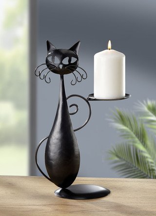 Kerzenhalter Katze aus Metall