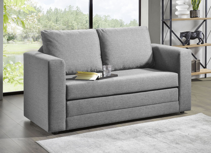 Schlafsofas - Schlafsofa mit 2 großen, weichen Rückenkissen, in Farbe BEIGE Ansicht 5