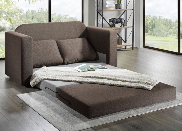 Schlafsofas - Schlafsofa mit 2 großen, weichen Rückenkissen, in Farbe BEIGE Ansicht 4