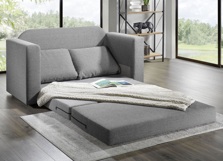 Schlafsofas - Schlafsofa mit 2 großen, weichen Rückenkissen, in Farbe BEIGE Ansicht 6