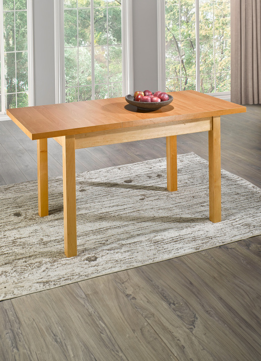 Tische - Esstisch mit Auszug und Beinen aus massivem Erlenholz, in Farbe NATUR Ansicht 1
