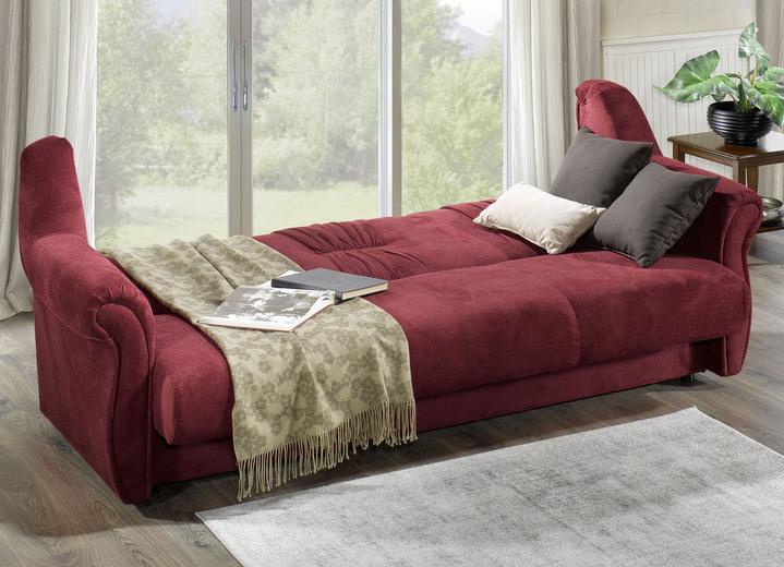 Funktions-Polstermöbel - Frei im Raum aufstellbare Polstermöbel mit Federkern, in Farbe BEIGE, in Ausführung Polstergruppe, 2-teilig, mit Bettfunktion (1 Dreisitzer und 1 Zweisitzer) Ansicht 6