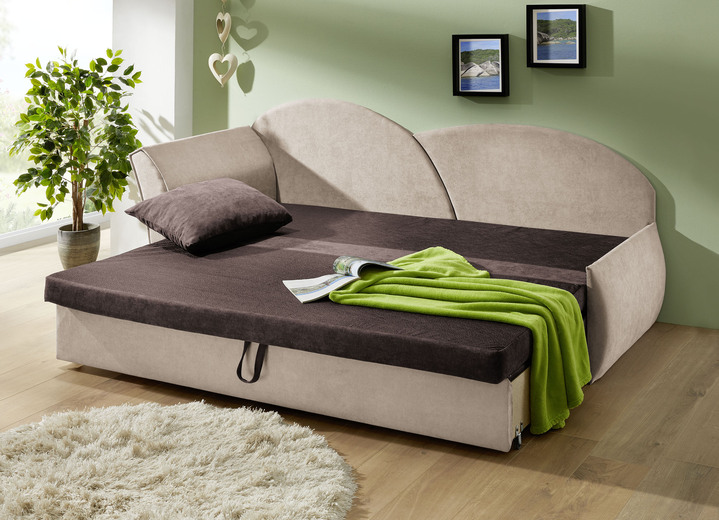 Schlafsofas - Schlafsofa mit Bettkasten und 1 Dekokissen, in Farbe GRÜN-MINT, in Ausführung Armlehne links Ansicht 8