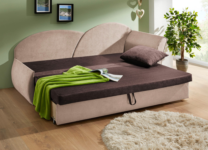 Schlafsofas - Schlafsofa mit Bettkasten und 1 Dekokissen, in Farbe SCHWARZ-ROT, in Ausführung Armlehne rechts Ansicht 16