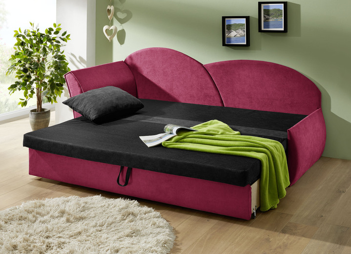 Schlafsofas - Schlafsofa mit Bettkasten und 1 Dekokissen, in Farbe GRÜN-MINT, in Ausführung Armlehne links Ansicht 6