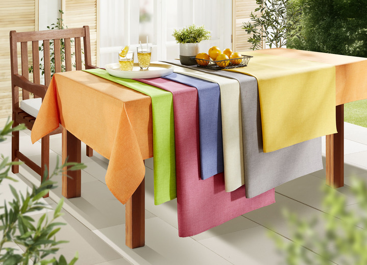 Tischdecken - Tischdecke oder Sitzkissen für den Innen- und Außenbereich mit Fleckschutz-Ausrüstung, in Größe 105 (Läufer, 40/140 cm) bis 450 (Sitzkissen, 40/40/7 cm), in Farbe BEIGE Ansicht 1