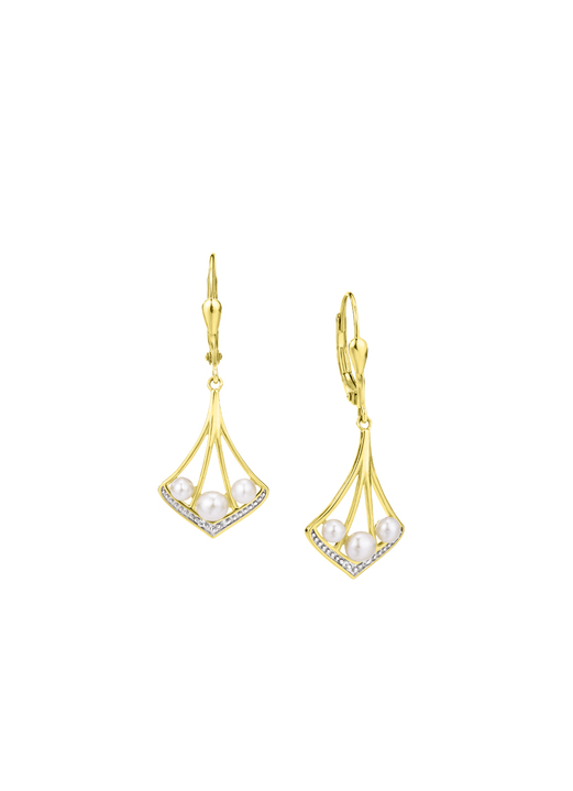 - Ohrringe mit Zirkonia und Süßwasser-Zuchtperlen, in Farbe  Ansicht 2