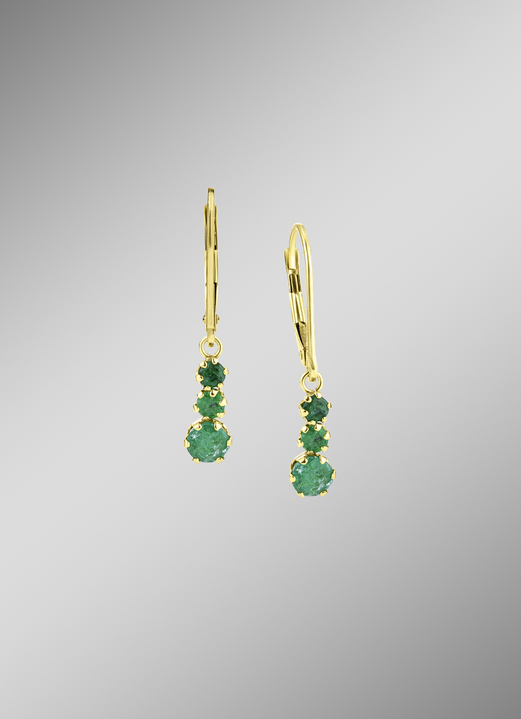 mit Edelsteinen - Ohrringe mit echt Smaragd, in Farbe  Ansicht 1
